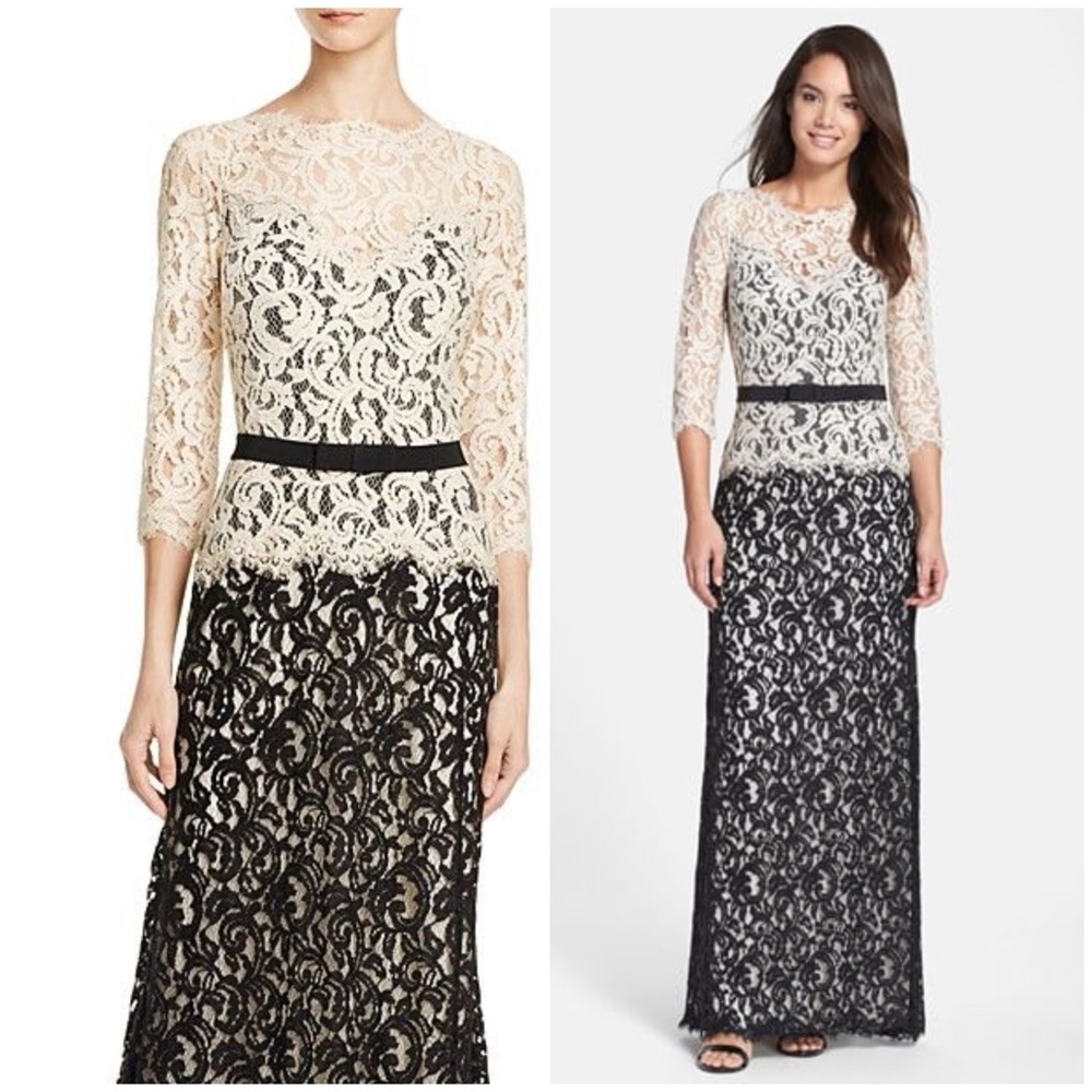 Tadashi Shoji Lace Maxi Formal Dress Size 10 Gem